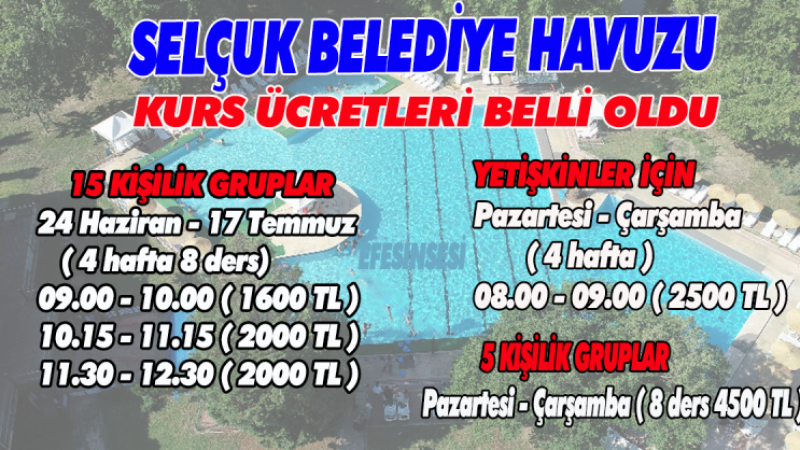 BELEDİYE HAVUZU KURS ÜCRETLERİ BELİRLENDİ